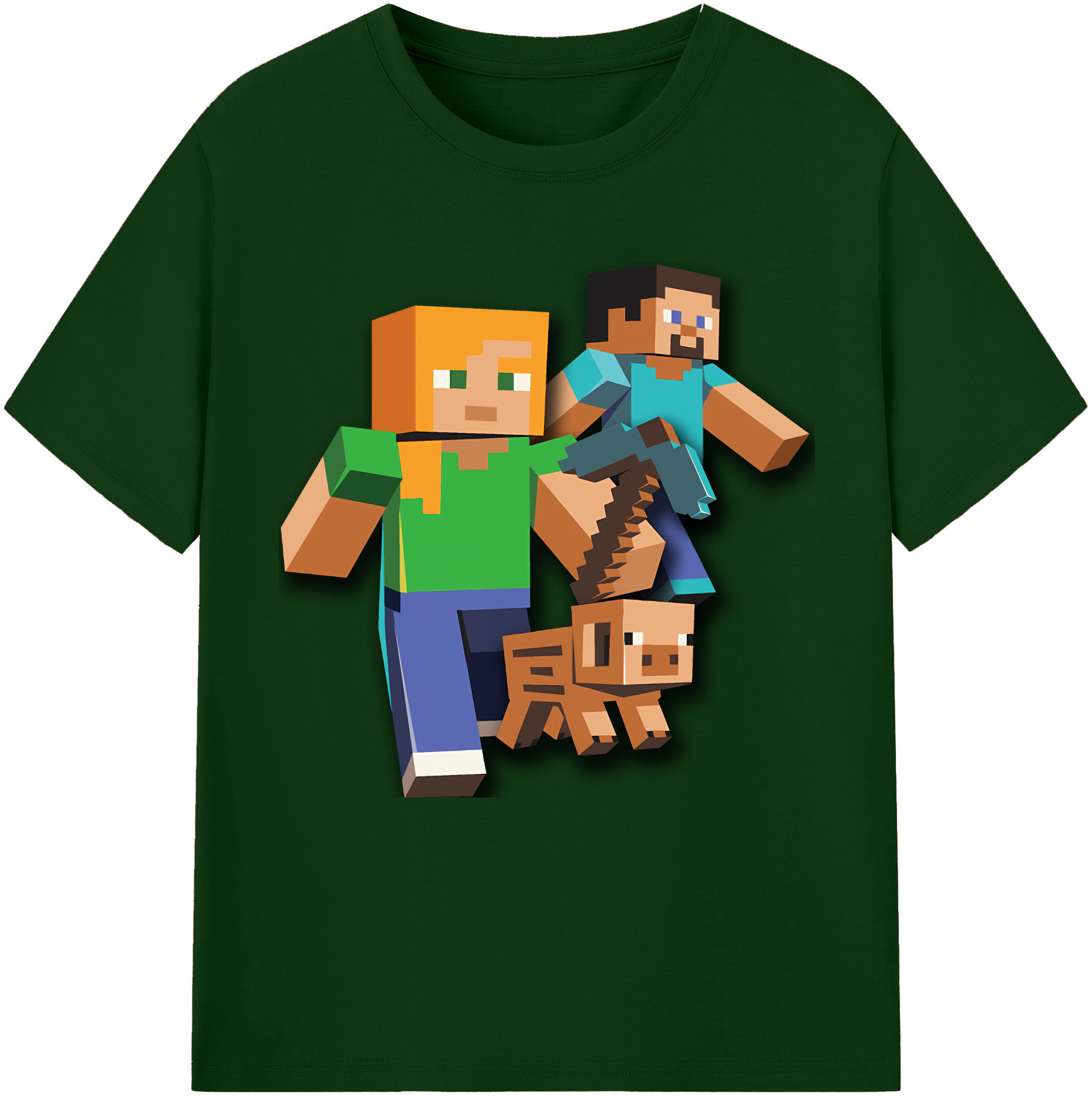 （画像用） マインクラフト ブロックの世界 Minecraft MC Block world 綿100％半袖Tシャツ（フロントプリント）